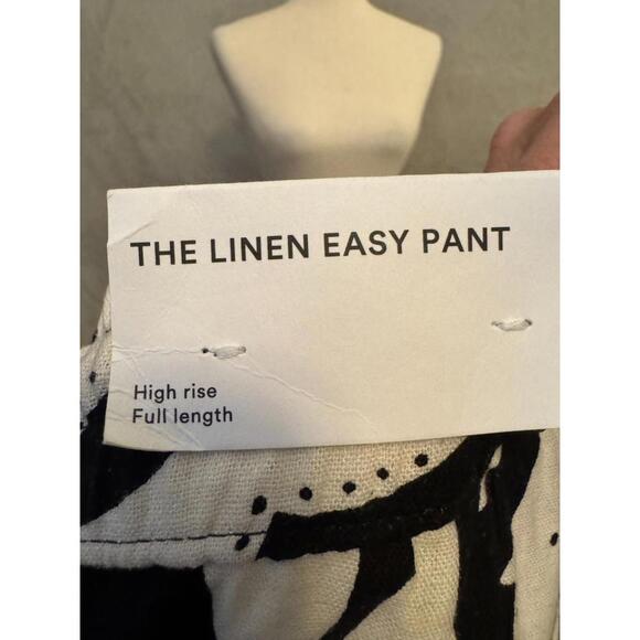 Ann Taylor Pants Black White Leaf Print Linen Wide Leg High Rise Women Size Sm - Picture 5 of 5